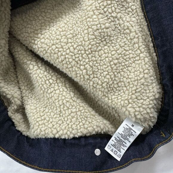 Aeropostate Sherpa-Lined Dark Wash Denim Trucker Jacket Winter Jacket Men Sz M - Picture 13 of 16